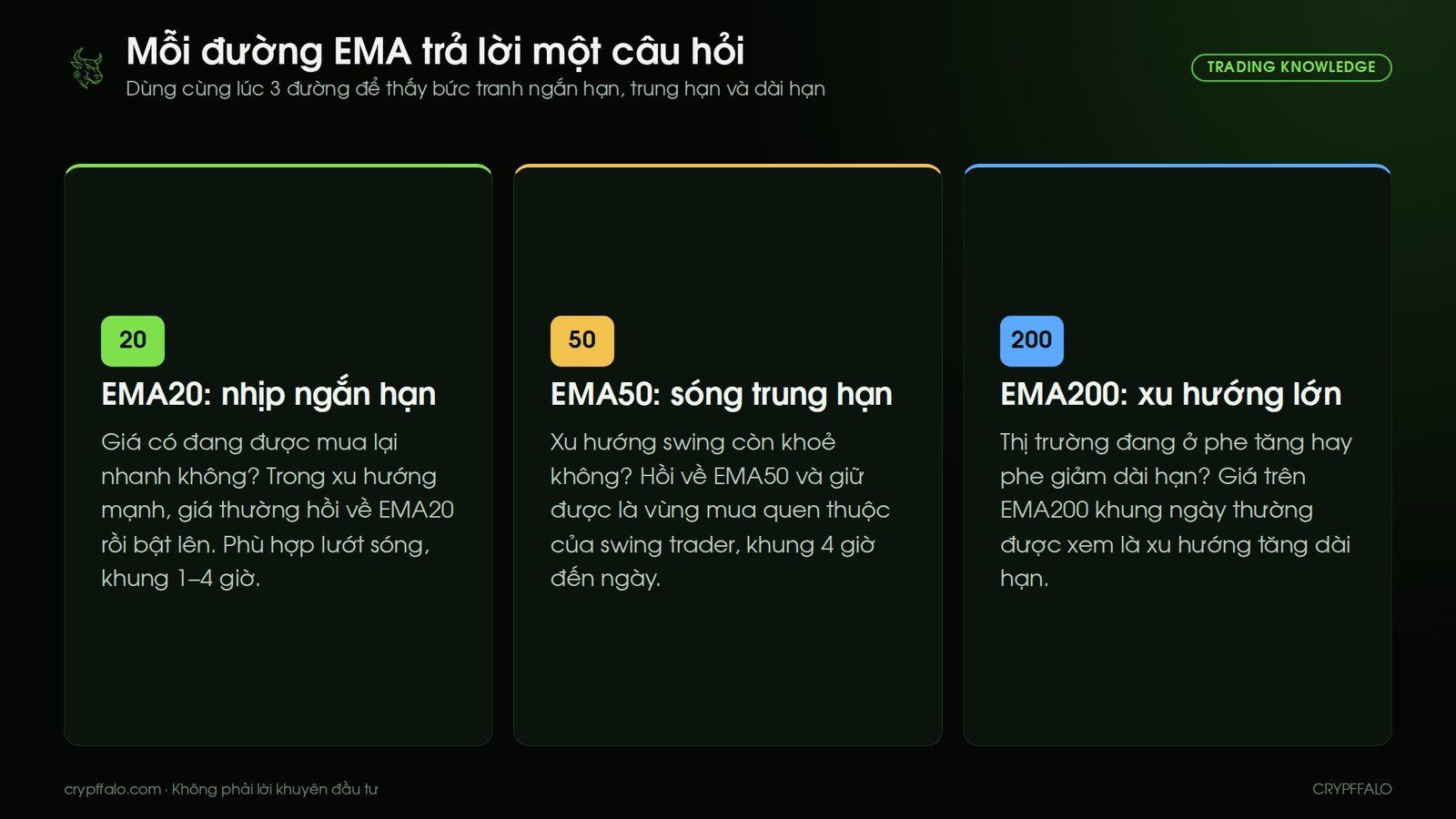 Vai trò của EMA20, EMA50 và EMA200: nhịp ngắn hạn, sóng trung hạn, xu hướng lớn